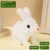 Jouet pour enfant lapin blanc électrique en peluche, simulation d'animal de compagnie avec bouche et oreilles mobiles, fourrure courte en peluche, 31-50 cm de haut, pour enfants de 4 à 6 ans
