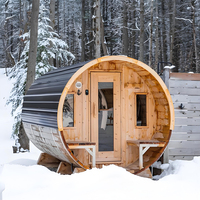Sauna de Barril para Exterior de Madera de Cedro Rojo Impermeable, con Calefactor de 6kw, 240v, Infrarrojo Lejano, para 2-4 Personas