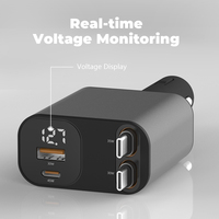 Chargeur de voiture rétractable, SUPERONE 110W Chargeur de téléphone de voiture avec câbles Charge rapide, Adaptateur de chargeur de voiture USB C pour iPhone Galaxy