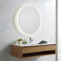 Miroir de salle de bain d'hôtel de luxe avec éclairage LED, écran tactile intelligent, anti-buée, à intensité variable, miroir mural éclairé