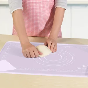 Fabrika outlet mağaza silikon pişirme Mat silikon hamur kenar ile sarma hasırı isıya dayanıklı silikon yoğurma mat