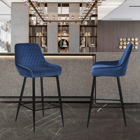 Vente en gros de chaises de Bar en cuir velours moderne de luxe pour petit déjeuner, chaises de comptoir hautes pour Restaurant de cuisine