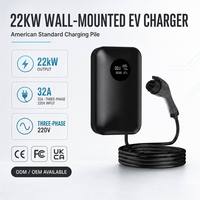 Nouvelle borne de recharge murale CCS1 22 kW pour véhicules électriques, homologuée UL, 32 A, écran d'affichage, RFID, contrôle par application OCPP, pour maison et garage, charge rapide de niveau 2