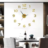 Jam Dinding Digital 3D Dekoratif Rumah Stiker Dinding Proyeksi 3D Dilengkapi Kalender Mesin Quartz untuk Penggunaan Rumah Tangga
