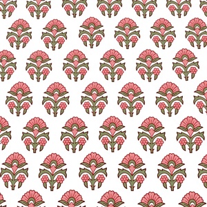 <b>Light</b> Pink Green Floral Hand Block Print 100% Pure Cotton Eco-Friendly Indian Fabric Yard Women's Shirts Lingerie Covers Bag - Product Image 1