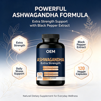 Capsules d'Ashwagandha en marque blanche OEM, 120 unités, avec extrait de poivre noir, complément alimentaire