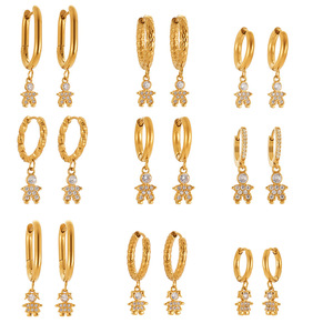Acier inoxydable, étanche, plaqué or 18K PVD, boucles d'oreilles mystérieuses et exquises Little <span class=keywords><strong>Prince</strong></span> avec diamants - Product Image 5