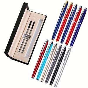 02 Custom Logo Promotional Luxury Business Gift Black Metal Roller Ball Point <b>Pens</b> Set With Box - Product Image 1