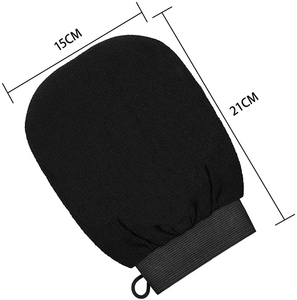 Gants exfoliants personnalisés avec logo, gants de gommage noirs pour le corps, éliminateur de peaux mortes, gommage corporel pour la douche - Product Image 3