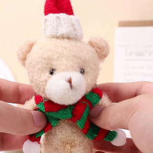 Natale carino Blush sciarpa orso peluche bambola portachiavi in cotone piccolo albero di natale decorazione accessorio pendente regalo - Product Image 2