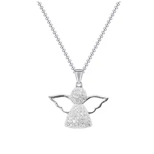 Romantik melek kız kanat Charm K altın kaplama gümüş zincir zirkon özel Logo kolye uçları kadınlar özel kolye