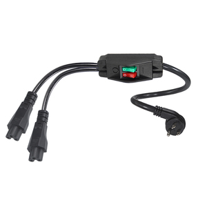 Cable divisor de corriente tipo Y con enchufe estadounidense de 3 pines a 90 grados con interruptores separados y dos conectores IEC C5 - Product Image 1