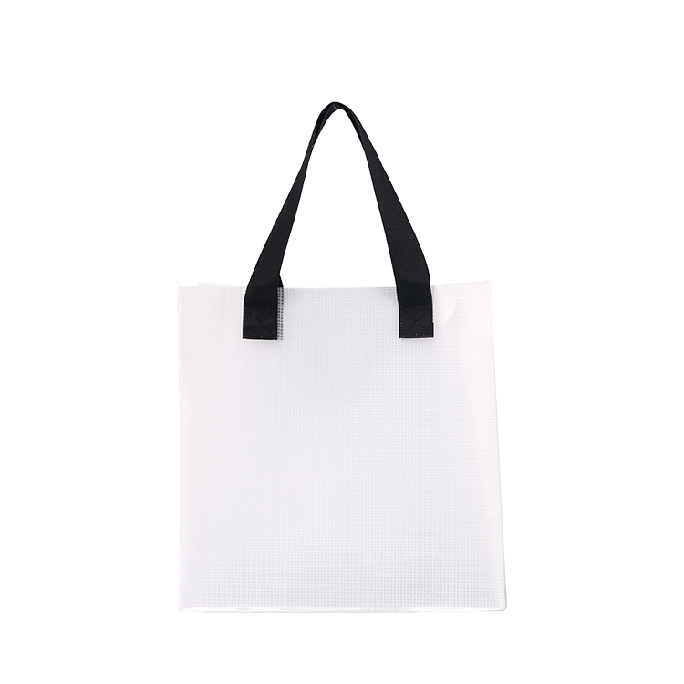 New arrival Custom logo fashion transparent ribbon handle plastic travel beach gift PVC shopping tote bag