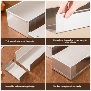 Stampo per Torta Mousse Rettangolare Rimovibile Rinforzato all'Ingrosso, Vassoio in <span class=keywords><strong>Acciaio</strong></span> <span class=keywords><strong>Inox</strong></span> per Tiramisù, Contenitori per Cottura <span class=keywords><strong>con</strong></span> <span class=keywords><strong>Coperchio</strong></span> - Product Image 5