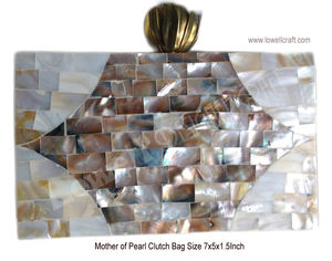 Bolso de Hombro de Latón Vintage de Lujo para Mujer con Patrón Geométrico de Piedras y Bolso de Mano de Nácar para Bodas y Fiestas - Product Image 6