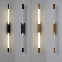 Lampu Dinding LED Minimalis Besi Bentuk Strip Panjang, Dapat Diputar, Lampu Samping Tempat Tidur untuk Kamar Tidur, Tangga, Ruang Tamu, Latar Belakang, dan Grille