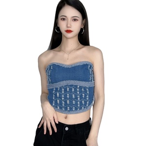 Nuevo Top Casual de Moda para Chicas, Sexy y Moderno, de Mezclilla sin Mangas, Corto - Product Image 1