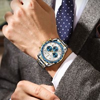 Montre pour homme Poedagar 815, luxe, chronographe, acier inoxydable, lumineuse, étanche, sport, montre à quartz