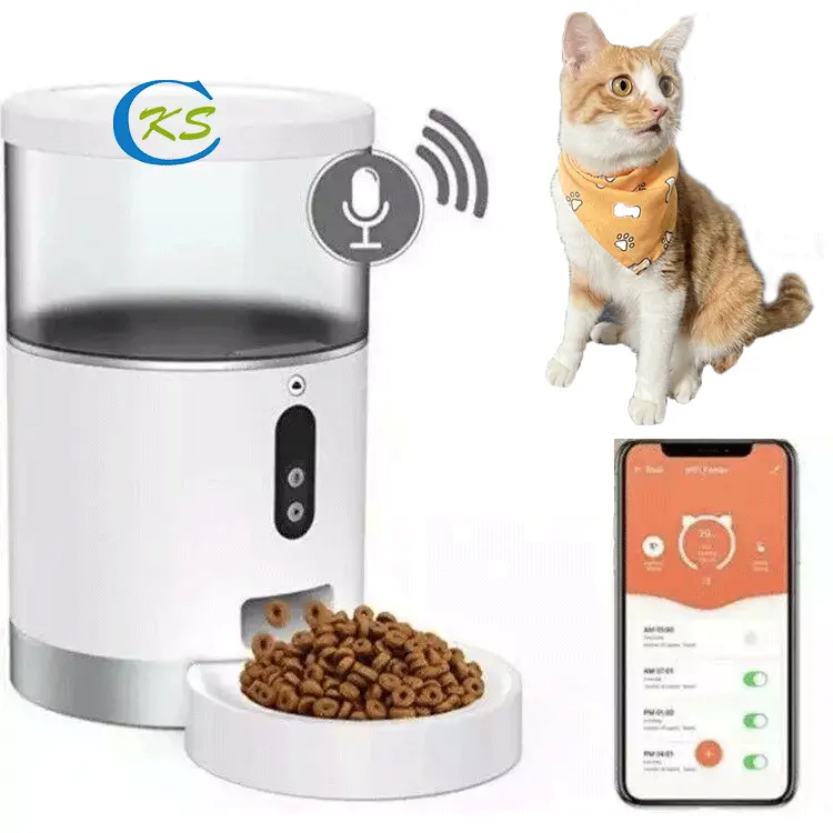 Forniture per animali APP più venduta telecomando microchip dog wifi cat food dispenser feeder camera smart automatic Pet feeder