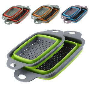 Meilleures ventes : Passoire pliable en plastique pour fruits et légumes, panier de drainage carré en silicone pour cuisine, matériau PP - Product Image 1
