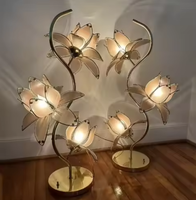 Lampe de table moderne flexible Lotus LED en fer et verre, à intensité variable et température de couleur multiple, pour salon, chambre, bureau