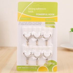 6 gói màu đỏ sáng tạo móc nhựa liền mạch móc cửa cho phòng tắm tường có thể gập lại dính sắt vải túi quần áo chìa khóa nồi lưu trữ - Product Image 1