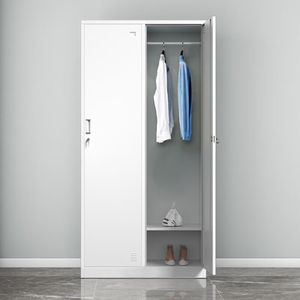 ตู้ล็อกเกอร์ตู้เสื้อผ้าแบบตั้งได้กระจกเหล็ก2ประตูทันสมัยพร้อมกุญแจล็อคสำหรับบ้านสำนักงานห้องนั่งเล่น - Product Image 1