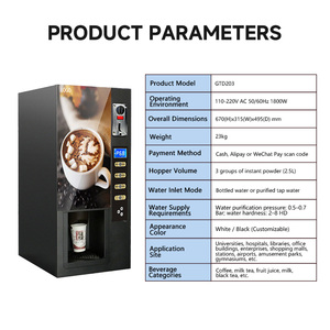 Distributeur automatique de boissons chaudes YISO pour bureau et salon, machine à café à monnayeur, 3 saveurs, pour préparations instantanées en poudre - Product Image 2