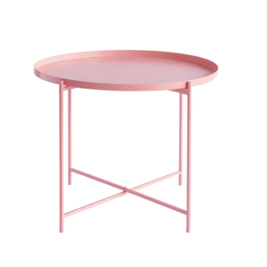 โต๊ะข้างโลหะสีโรสโกลด์ทันสมัยหรูหราโต๊ะกาแฟโต๊ะโค้งมนสำหรับห้องนั่งเล่นห้องอาหารขายทั่วโลกออกแบบให้มีมุมพิเศษ - Product Image 4