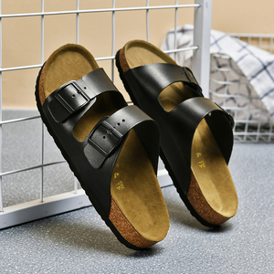 <span class=keywords><strong>Sandalias</strong></span> de corcho personalizables Punta abierta <span class=keywords><strong>Plataforma</strong></span> <span class=keywords><strong>plana</strong></span> flexible Goma EVA Plantilla de gamuza de cuero genuino <span class=keywords><strong>Sandalias</strong></span> de corcho de marca de verano - Product Image 1