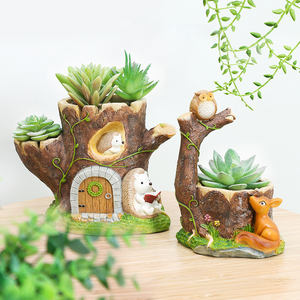 Vaso per Fiori Personalizzato <span class=keywords><strong>in</strong></span> Stile Fata con Casetta per Animali, Design a Cartone Animato, <span class=keywords><strong>in</strong></span> Poliresina con Foro di Drenaggio - Product Image 3