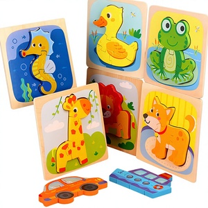 Puzzles éducatifs en bois à motifs d'animaux <span class=keywords><strong>pour</strong></span> enfants de 5 à 7 <span class=keywords><strong>ans</strong></span>, jouets Montessori <span class=keywords><strong>pour</strong></span> améliorer la motricité, cadeau d'<span class=keywords><strong>anniversaire</strong></span> écologique - Product Image 1