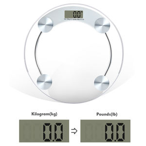 घरेलू 180kg एलसीडी डिस्प्ले दौर ग्लास डिजिटल बाथरूम शरीर वजन पैमाने - Product Image 4