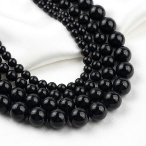 <span class=keywords><strong>Perles</strong></span> rondes <span class=keywords><strong>en</strong></span> tourmaline noire naturelle <span class=keywords><strong>en</strong></span> vrac pour la fabrication de bijoux, bracelets et colliers - Product Image 1