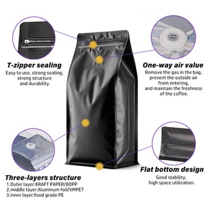 Bolsas de Café de Fondo Plano Impresas Personalizadas de Alta Calidad, Bolsa con Cierre Hermético y Válvula de Desgasificación para Granos de Café - Product Image 6