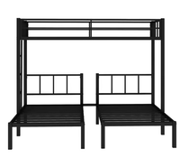 Cadre de lit mezzanine au design moderne et peu encombrant Lits superposés en métal pour enfants avec escalier pour trois personnes