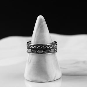 Ensemble de bijoux vintage personnalisé en acier inoxydable, style classique, demi-ouvert, simple, bracelet jonc et bague - Product Image 4