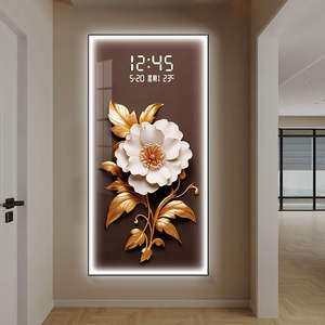 Decorazione per la Casa: Cornice Moderna Nordica con Poster <span class=keywords><strong>in</strong></span> <span class=keywords><strong>Vetro</strong></span> e Cristallo, Orologio Digitale LED e Dipinto Artistico da Parete - Product Image 1