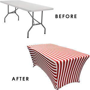 Mantel Rectangular de licra, cubierta ajustada de lino y LICRA para mesa plegable, 6 pies - Product Image 5