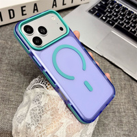 Coque de téléphone magnétique givrée antichute avec blocs de couleur pour iPhone 18 Pro 14 15 16 17 Pro Max, coque rigide antichoc en PC