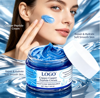 Crème Visage Hydratante, Réparatrice, Raffermissante et Éclaircissante Anti-Âge au Peptide de Cuivre Bleu GHK-CU et Acide Hyaluronique, Marque Privée OEM, 50ml