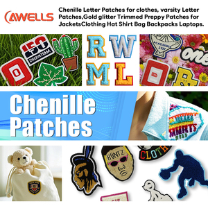AWELLS Brand 26 Piece Chenille Alphabet A-Z Sew-On Patches Felt <strong>Fabric</strong> <strong>Letters</strong> for DIY Crafting and Personalization - Product Image 5