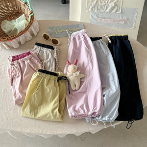 Girls Pants Summer Thin Cotton Solid Color Casual Long Trousers For Children Quick Drying Mosquito Proof - Product Image 1