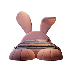 Cama Infantil Tapizada con Forma de Conejo, Muebles Infantiles para Dormitorio con Otomanas y Luz de Lectura - Product Image 6