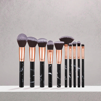 HMU Dropshipping Vente Chaude Pinceaux De Maquillage Sans Cruauté 10pcs Noir Or Marbre Conception Cheveux Synthétiques pour Le Visage Pas Cher Prix