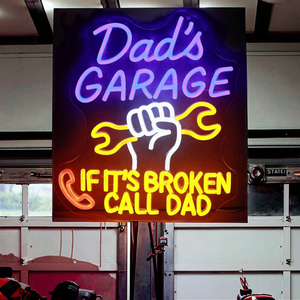 En stock, enseigne au néon « Dad Is <span class=keywords><strong>Garage</strong></span> », décoration murale lumineuse LED pour la « Man Cave », le <span class=keywords><strong>garage</strong></span>, la boutique et les cadeaux pour les passionnés de voitures, néons personnalisés - Product Image 1