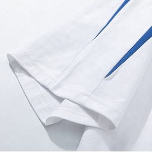 T-shirts en coton surdimensionnés OEM vente en gros T-shirt de coupe en boîte à la mode T-shirt blanc patchwork - Product Image 4