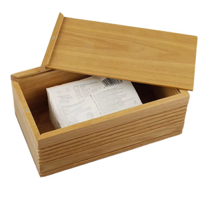 Caja de pañuelos rectangular de madera con tapa deslizante, hecha a mano, reciclable, moderna, para decoración del hogar, con logotipo personalizado, modelo DSS-1017, fabricada en Ho Chi Minh. - Product Image 1