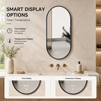 Miroir de salle de bain ovale intelligent à LED avec éclairage frontal, pour maquillage, salon, gradation progressive, 3 couleurs, anti-buée, Bluetooth