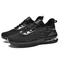 Nouvelles baskets de sport noires à coussin d'air avec logo personnalisé pour hommes chaussures de marche légères et respirantes en maille